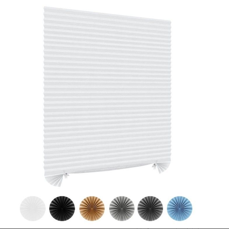 90 x 180 CM White Self-Adhesive Pleated Window Blinds (2 Packs) - No-Drill