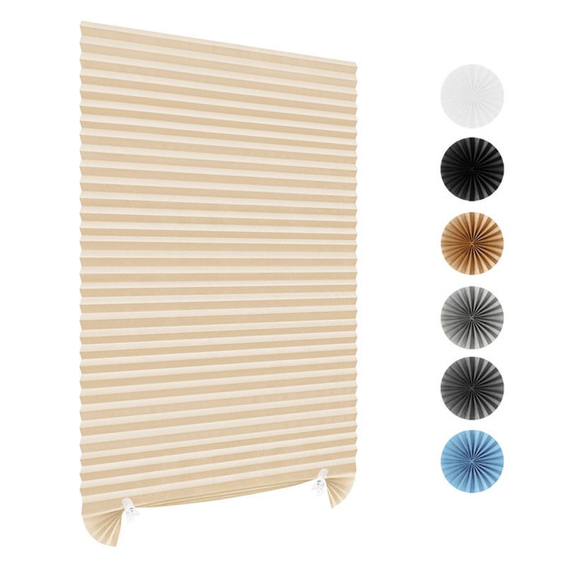 60 x 180 CM Beige Self-Adhesive Pleated Window Blinds (2 Packs) - No-Drill