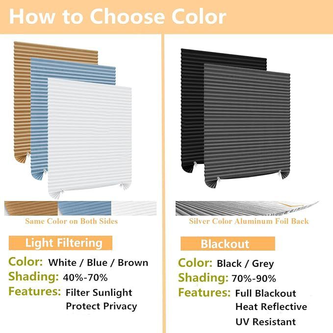 60 x 180 CM Beige Self-Adhesive Pleated Window Blinds (2 Packs) - No-Drill view 5