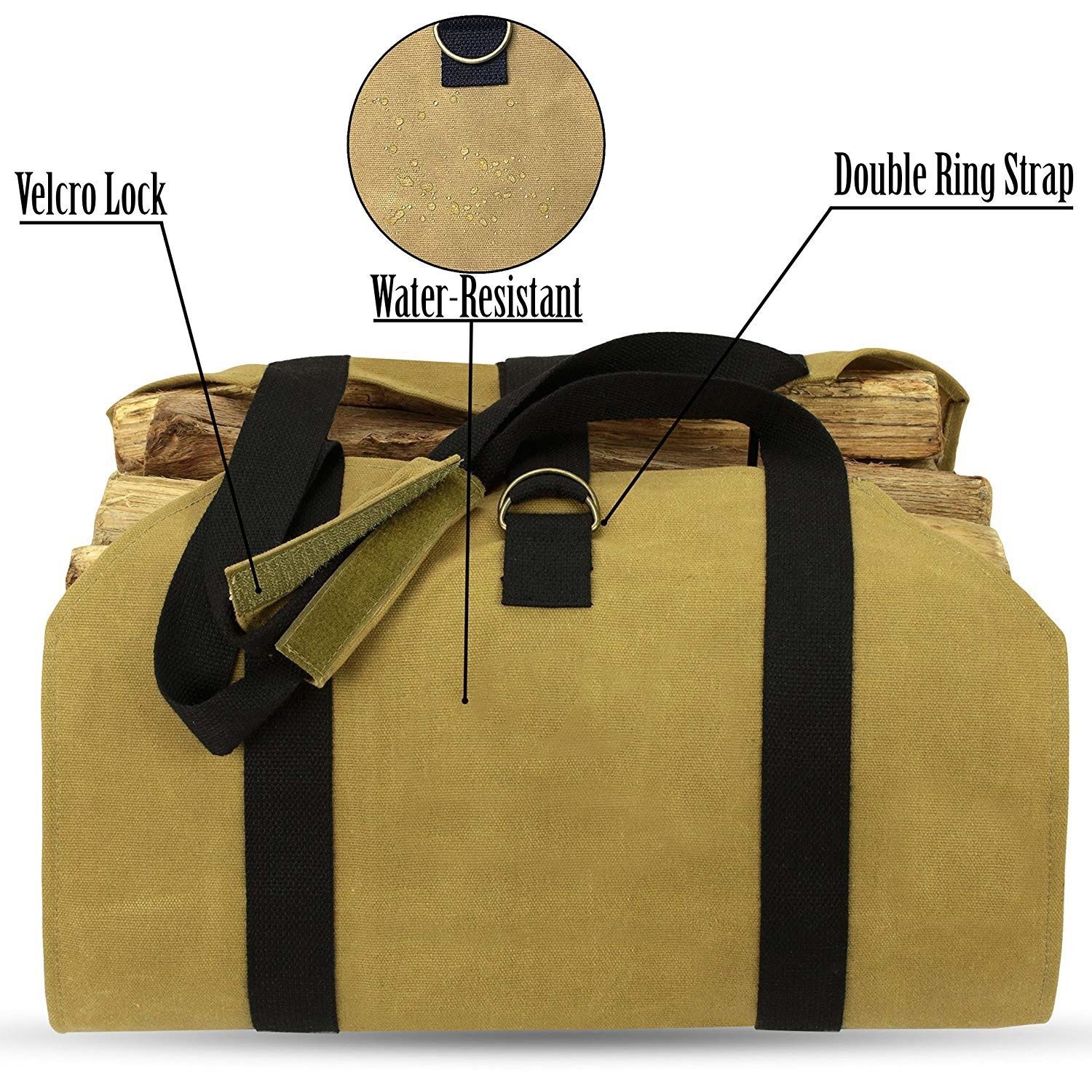 Black Waterproof Oxford Cloth Firewood Log Carrier Bag (99 x 48 CM) - Outdoor view 2