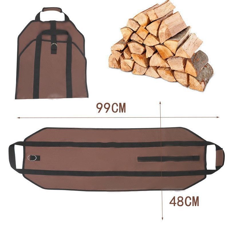 Black Waterproof Oxford Cloth Firewood Log Carrier Bag (99 x 48 CM) - Outdoor view 3