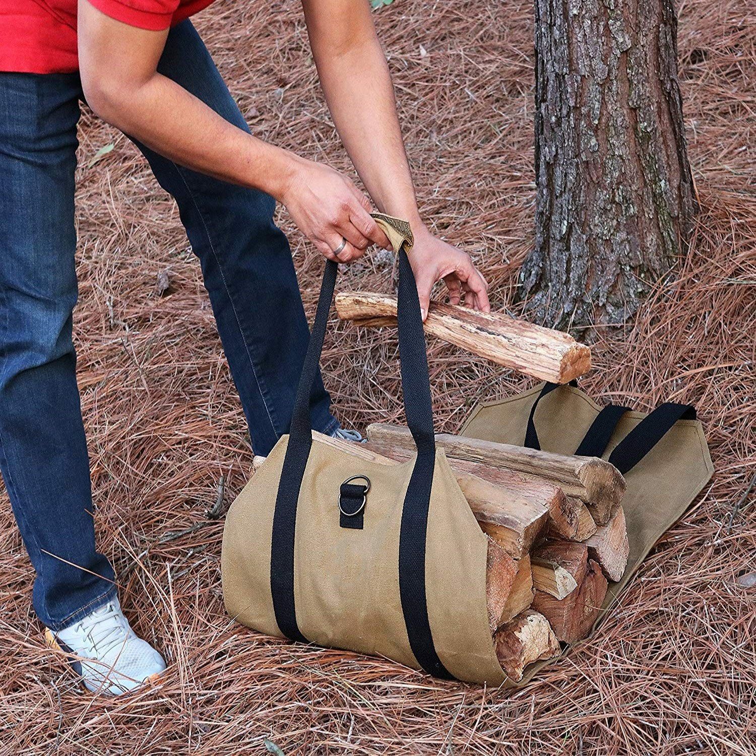 Brown Waterproof Oxford Cloth Firewood Log Carrier Bag (99 x 48 CM) - Outdoor view 5
