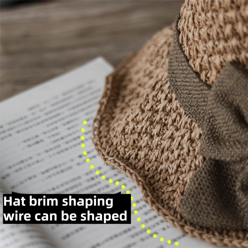 Beige Hand-Woven Paper Straw Sun Hat with Elegant Bow Knot (Wide Brim Style) view 6