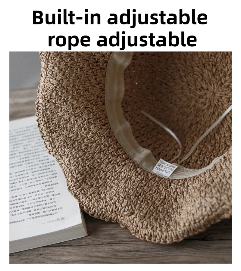 Brown Hand-Woven Paper Straw Sun Hat with Elegant Bow Knot (Medium Brim Style) view 7