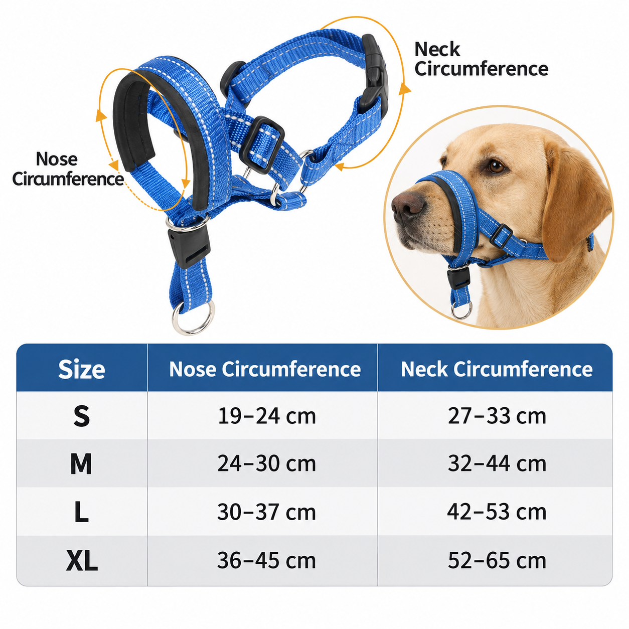 2PCS Blue Adjustable Dog Head Collar and Breathable Muzzle Harness Set (M view 7