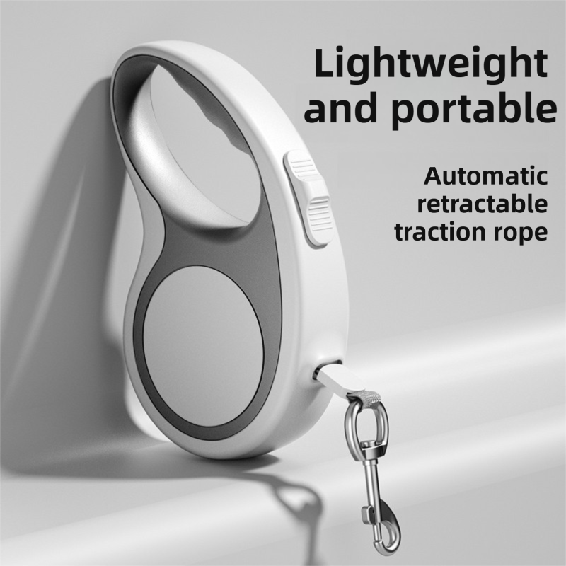 Lightweight White 5M Retractable Dog Leash with One-Touch Braking & Lock view 5