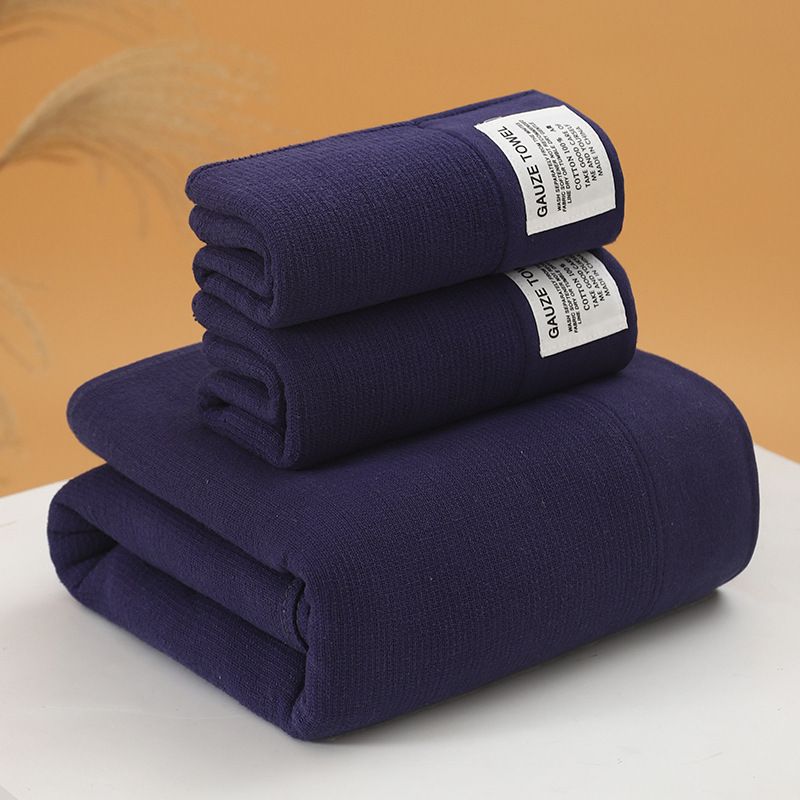 3-Piece Navy Blue 100% Pure Combed Cotton Towel & Bath Towel Set - Ultra Soft