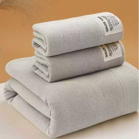 3-Piece Light Grey 100% Pure Combed Cotton Towel & Bath Towel Set - Ultra Soft