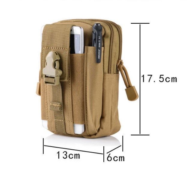 Black Oxford Cloth Tactical Molle Waist Pouch - Multi Compartment EDC Phone view 6