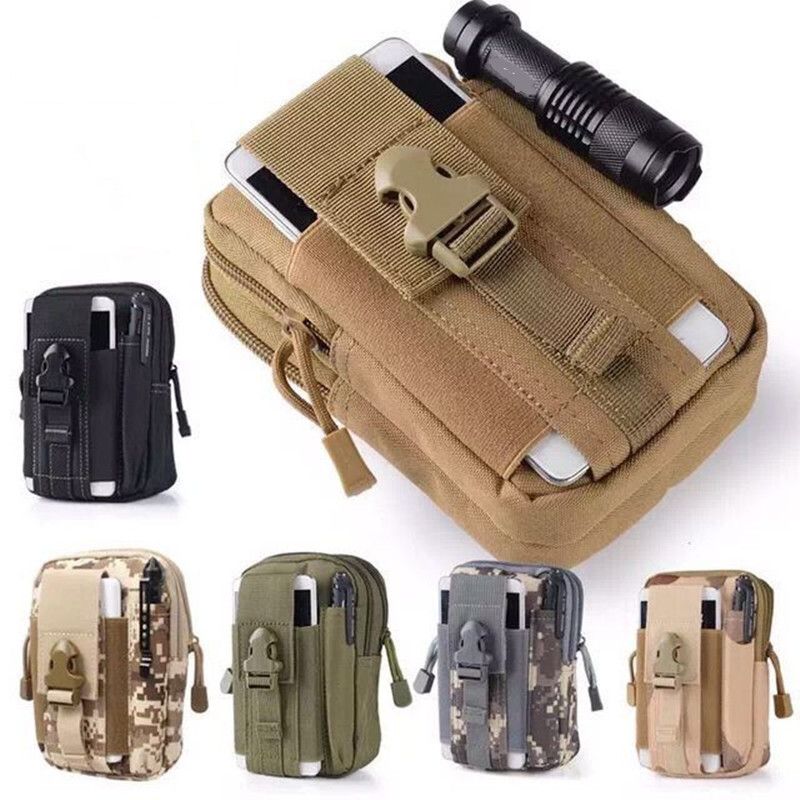 Khaki Oxford Cloth Tactical Molle Waist Pouch - Multi Compartment EDC Phone view 2