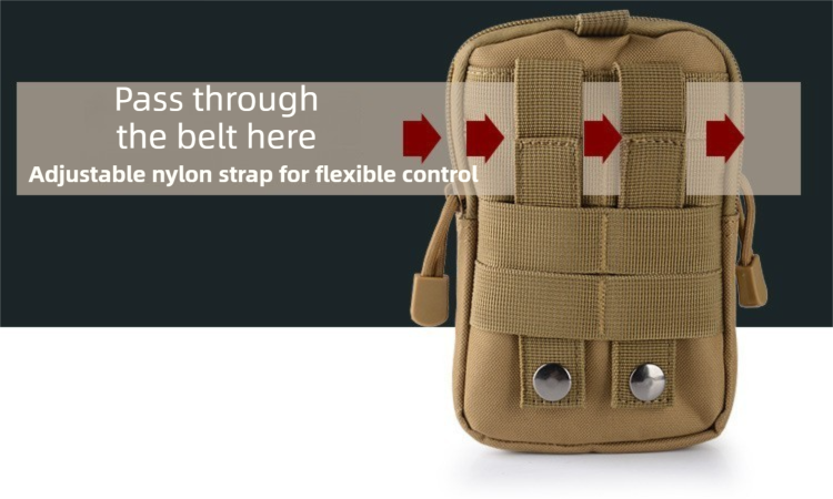 Khaki Oxford Cloth Tactical Molle Waist Pouch - Multi Compartment EDC Phone view 5
