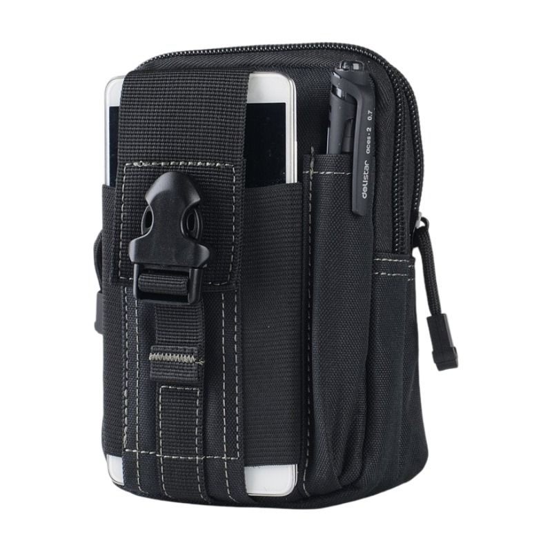 Black and White Oxford Cloth Tactical Molle Waist Pouch - Multi Compartment