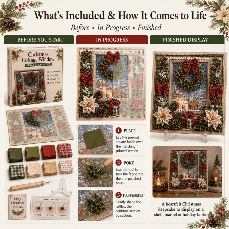 Christmas Snowman 3D Fabric Poke Art Kit - 20 x 20cm No Sew DIY Craft Set with view 3