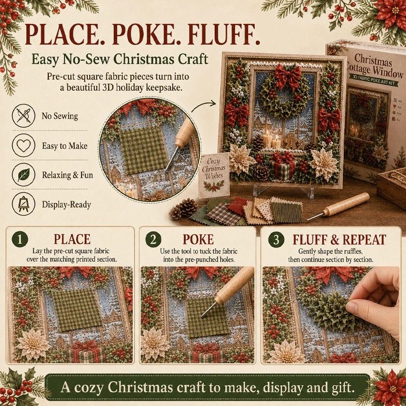 Christmas Tree 3D Fabric Poke Art Kit - 20 x 20cm No Sew DIY Craft Set with view 4