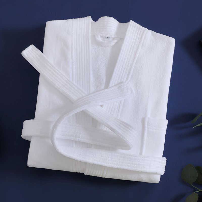 White Soft Absorbent 100% Cotton Terry Bathrobe - 120cm Long Adult Towel Robe