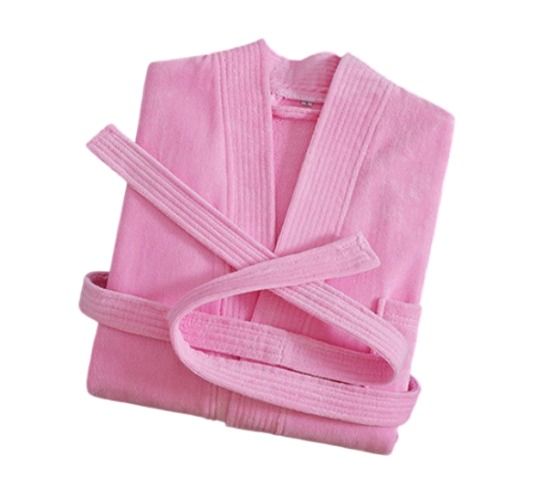 Pink Soft Absorbent 100% Cotton Terry Bathrobe - 120cm Long Adult Towel Robe