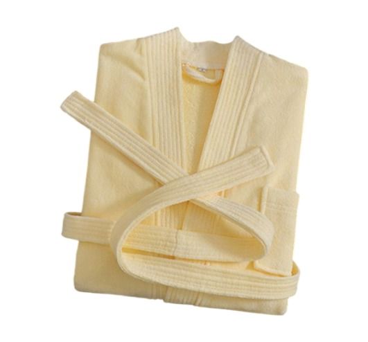 Yellow Soft Absorbent 100% Cotton Terry Bathrobe - 120cm Long Adult Towel Robe