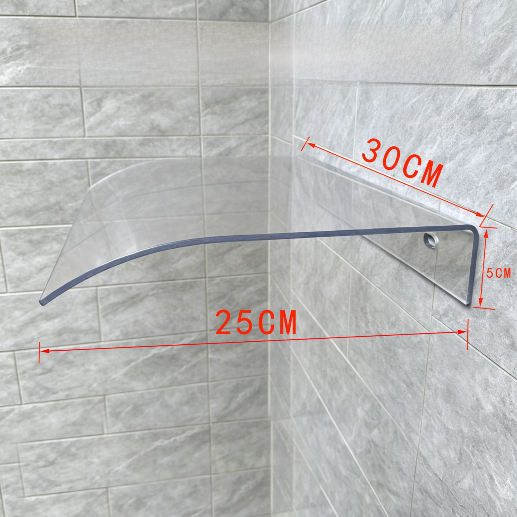 Transparent Window Rain Awning - 300 x 300mm Stackable Thickened Curved Canopy view 5