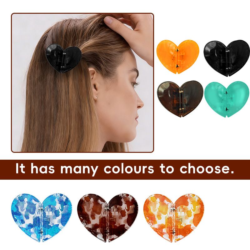 2PCS Leopard Blue Magnetic Heart Hair Clip and Detachable Hair Claw - Secure view 4
