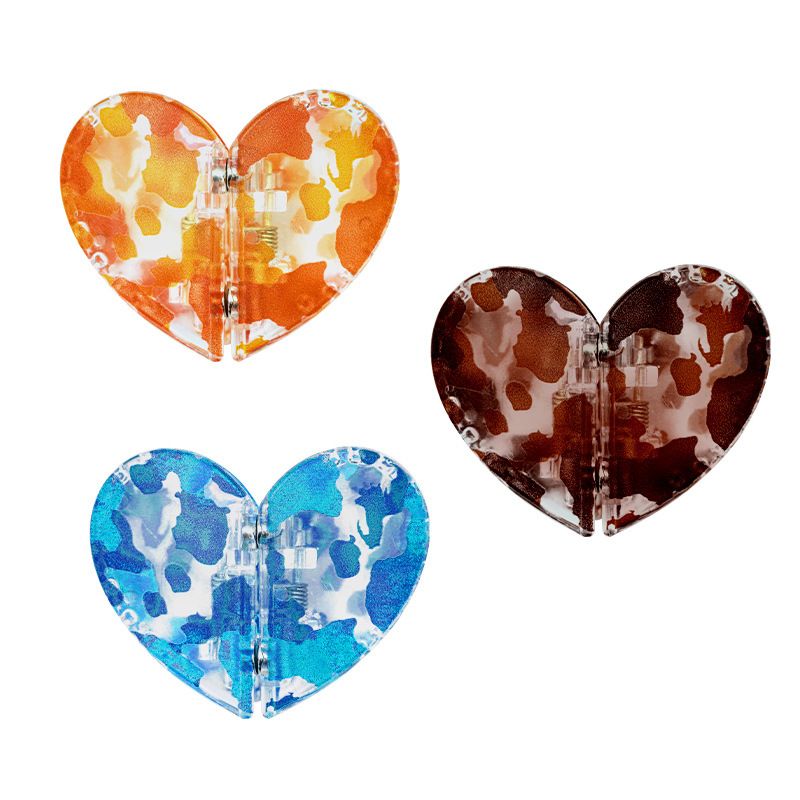 3-Piece Leopard Print Magnetic Heart Hair Clip and Detachable Hair Claw Set — image 1