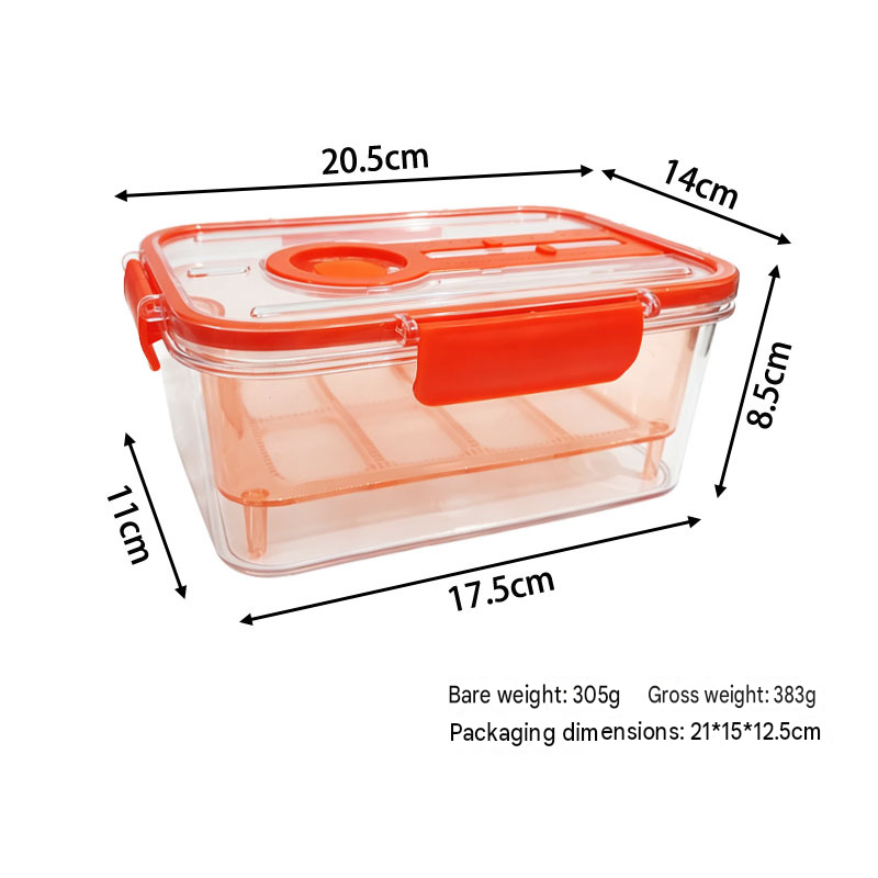 Orange Double Layer Drain Storage Box - Produce Keeper with Removable Drain view 5