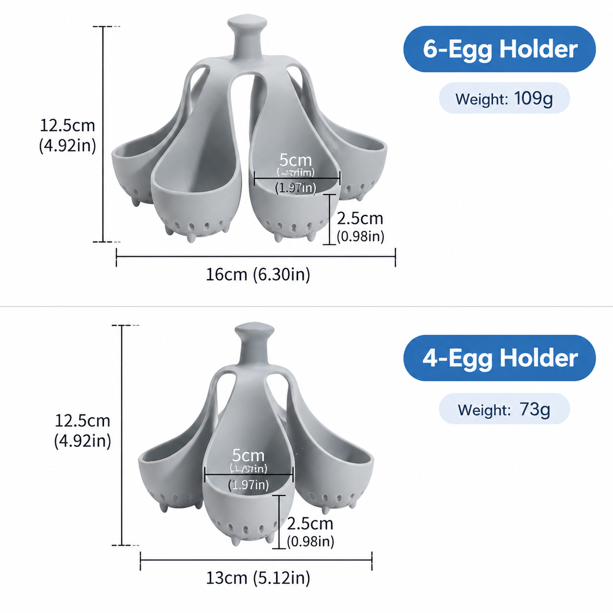 Stackable Soft Silicone Egg Boiler Holder - Reusable 6-Hole Egg Poaching and view 5