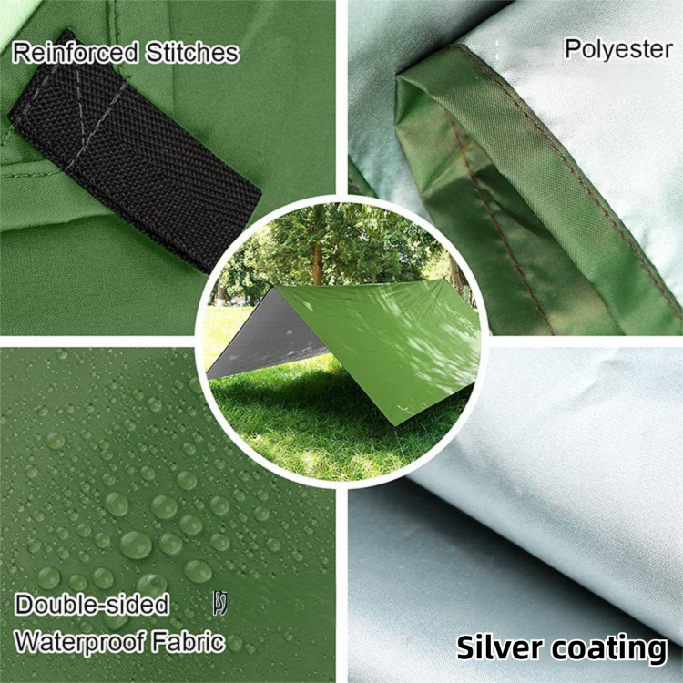 Black 300 x 300cm Waterproof Camping Tarp Shelter Set - Silver Coated Sun view 3
