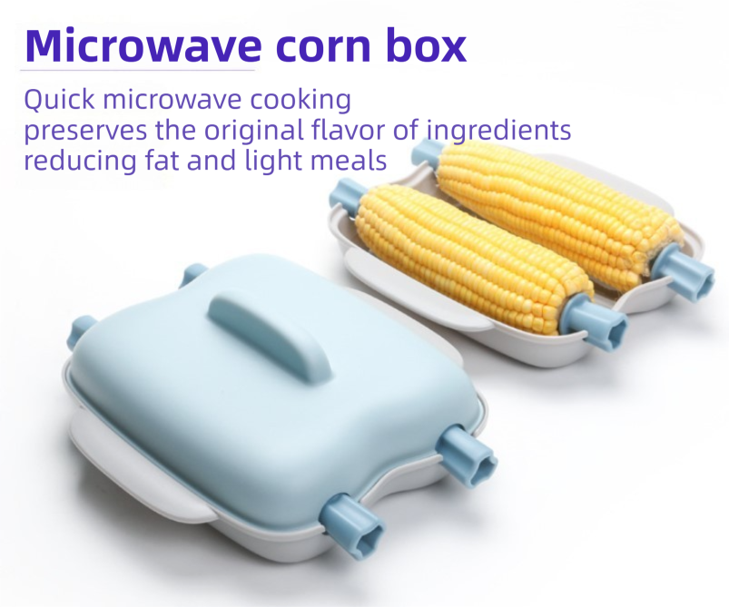 Beige Dual Grid Microwave Corn Cooker (Boxed) - Food Grade Corn Steamer with view 2