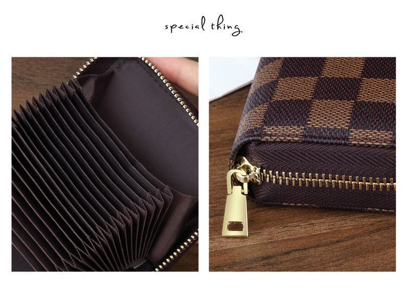 Litchi Grain Brown Accordion Card Holder Wallet (18 Card Slots & 2 Coin view 4