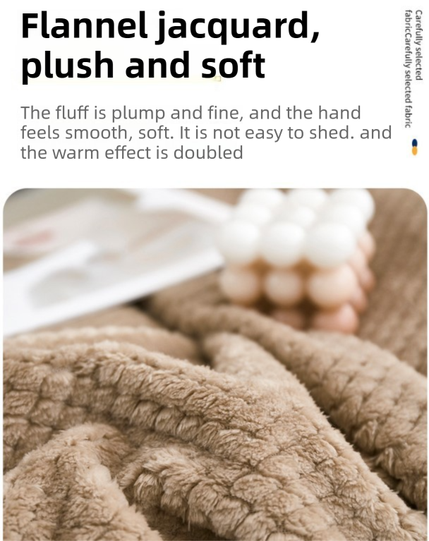 45 x 65cm White Pineapple Grid Plush Blanket - Soft Thick Flannel Jacquard Throw view 4
