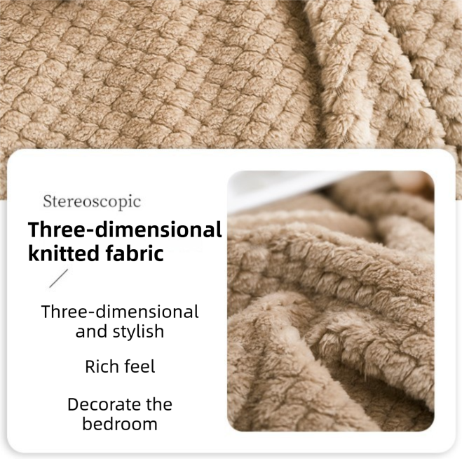 200 x 360cm Mauve Pineapple Grid Plush Sofa Blanket for 4 Seater - Soft Thick view 2