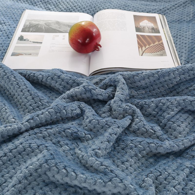 200 x 230cm Blue and Grey Pineapple Grid Plush Sofa Blanket - Soft Thick view 3