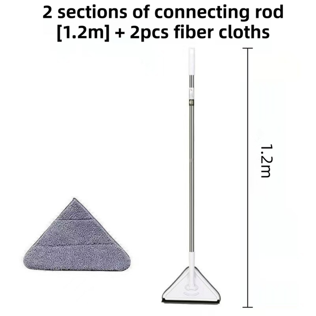 Extendable Triangular Cleaning Mop with 1.2m Stainless Steel Long Handle and 2