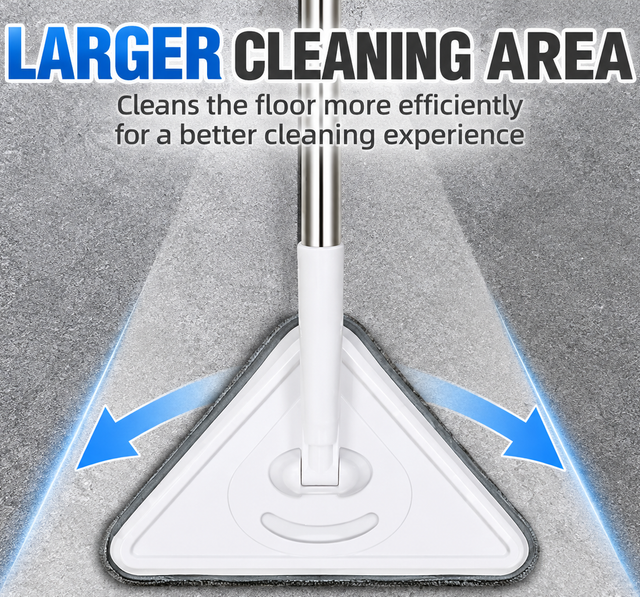 Extendable Triangular Cleaning Mop with 1.2m Stainless Steel Long Handle and 2 view 5