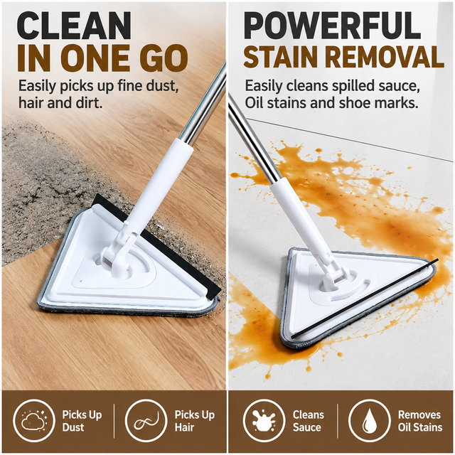 Extendable Triangular Cleaning Mop with 2.2m Stainless Steel Long Handle and 2 view 3