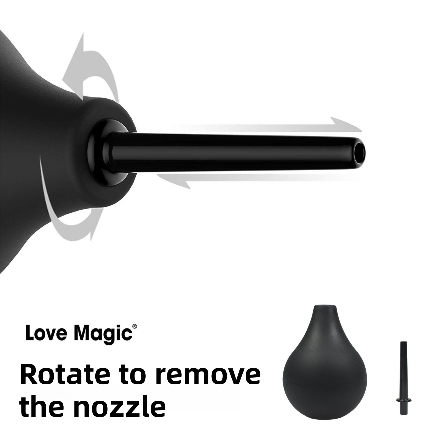 Black Enema Bulb Irrigator - 220ml PVC Squeeze Bulb with Detachable Slim Nozzle view 4
