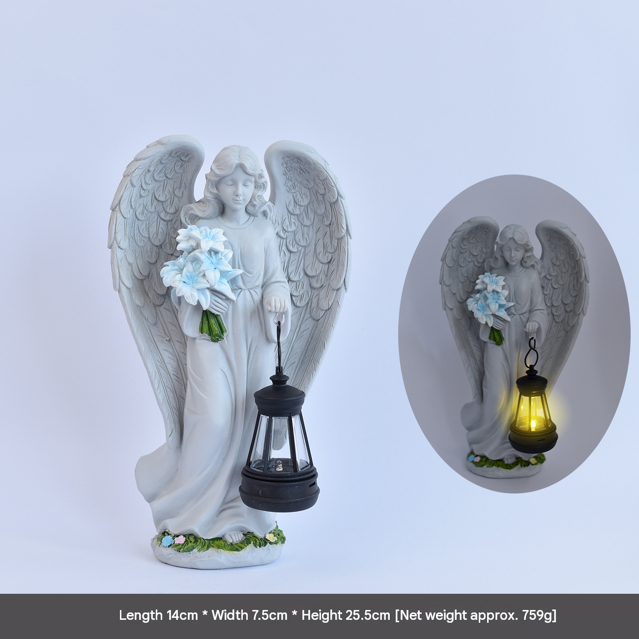 Solar Resin Standing Angel Garden Light - Outdoor Waterproof Angel Statue with view 7