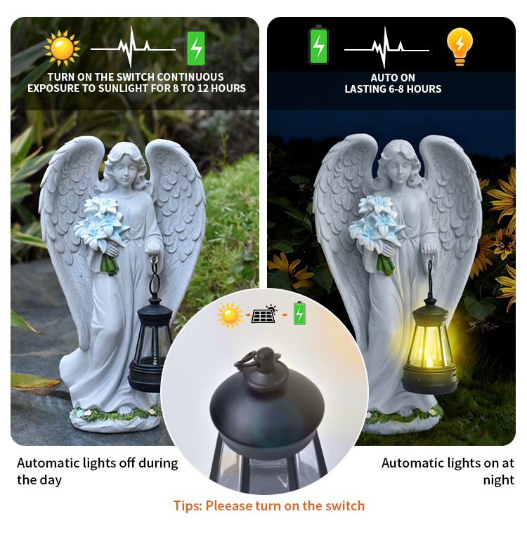 Solar Resin Praying Angel Garden Light - Outdoor Waterproof Angel Statue with view 2