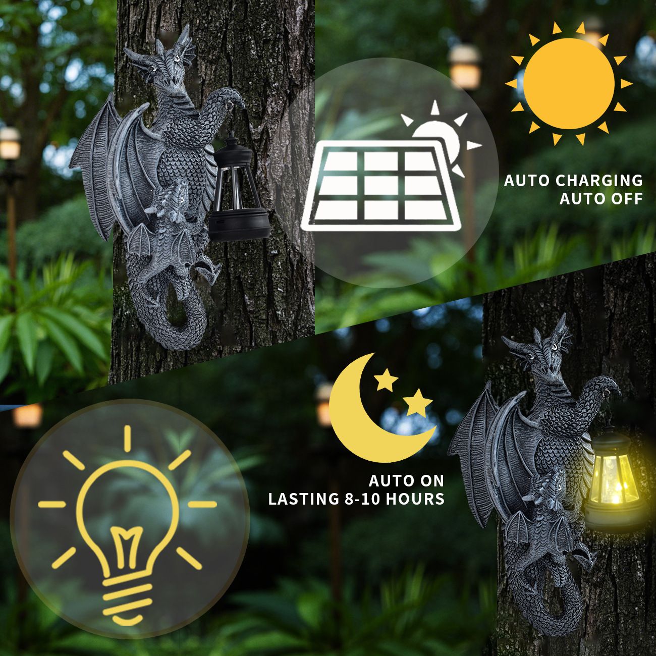 Solar Resin Koala Family Garden Light - Hanging Lantern Wall Decor with Warm LED view 2