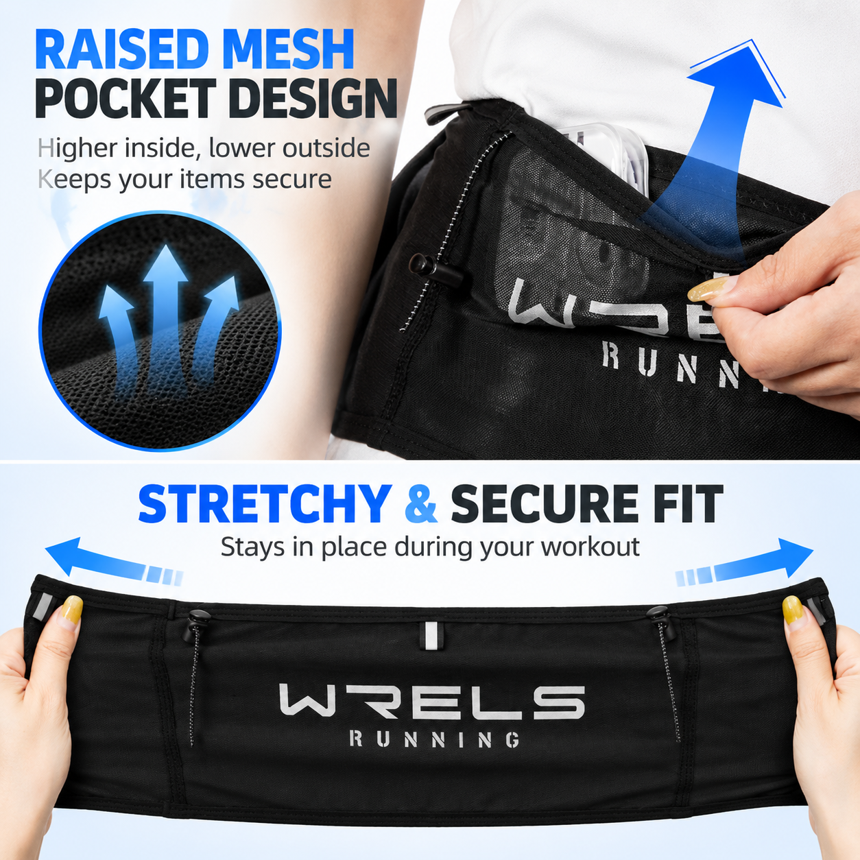 S Size Black Lightweight Slim Running Waist Belt - Breathable Quick Dry view 5