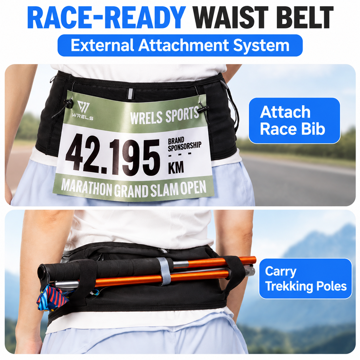 M Size Grey Lightweight Slim Running Waist Belt - Breathable Quick Dry Stretch view 6