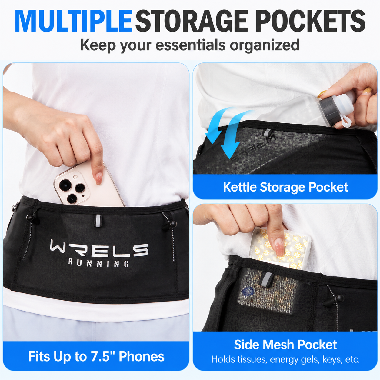 L Size Grey Lightweight Slim Running Waist Belt - Breathable Quick Dry Stretch view 4