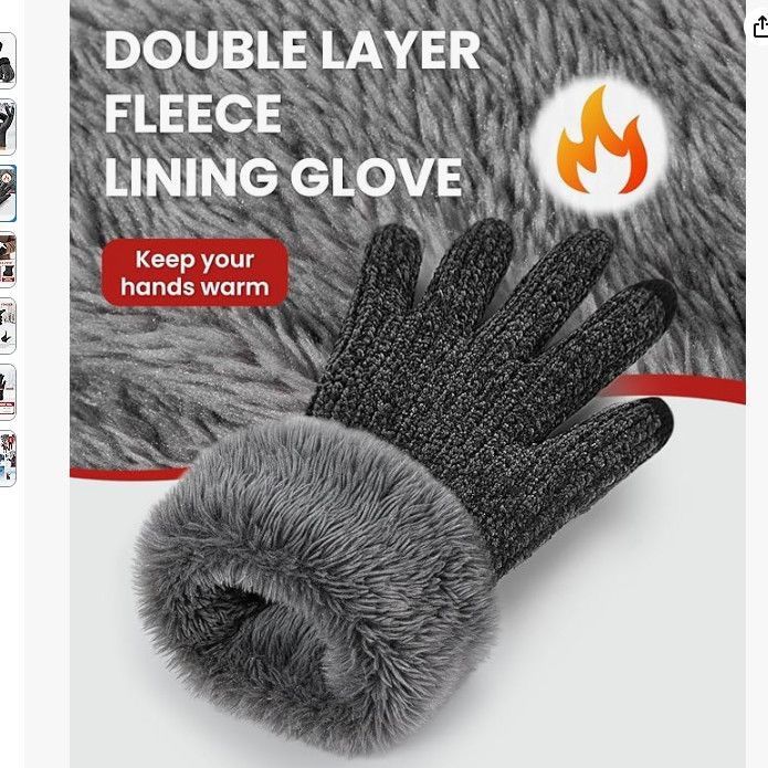 2 Pair Pink Women's Double Layer Chenille Winter Touchscreen Gloves - Thick view 2