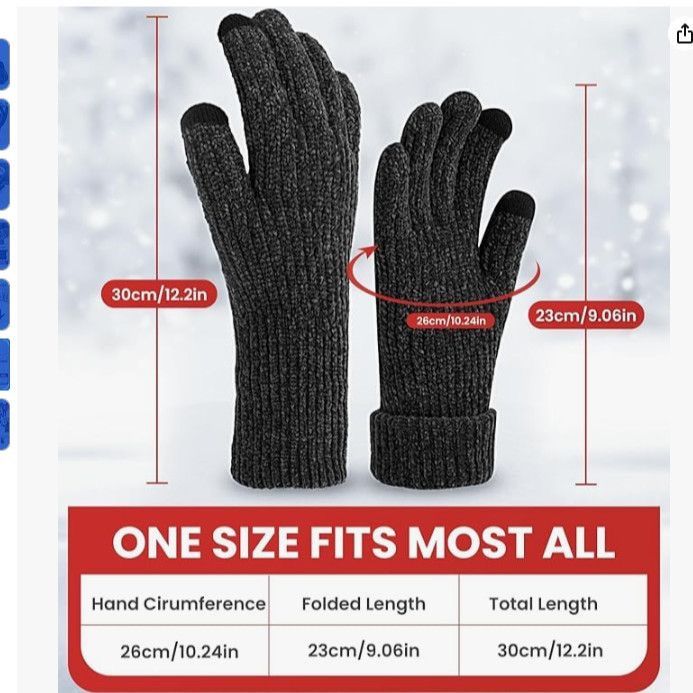 2 Pair Red Women's Double Layer Chenille Winter Touchscreen Gloves - Thick view 3