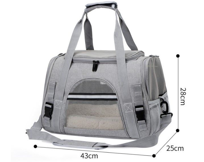 Black Foldable Pet Carrier Bag with Breathable Mesh Windows view 10