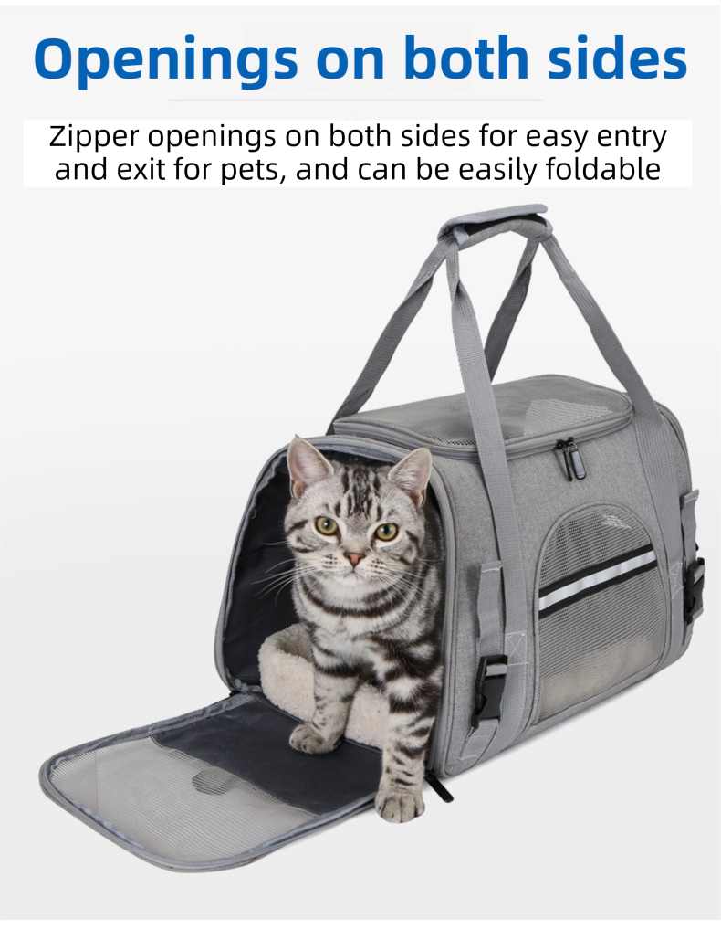 Purple Foldable Pet Carrier Bag with Breathable Mesh Windows view 4