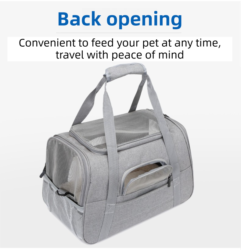 Dark Blue Foldable Pet Carrier Bag with Breathable Mesh Windows view 5