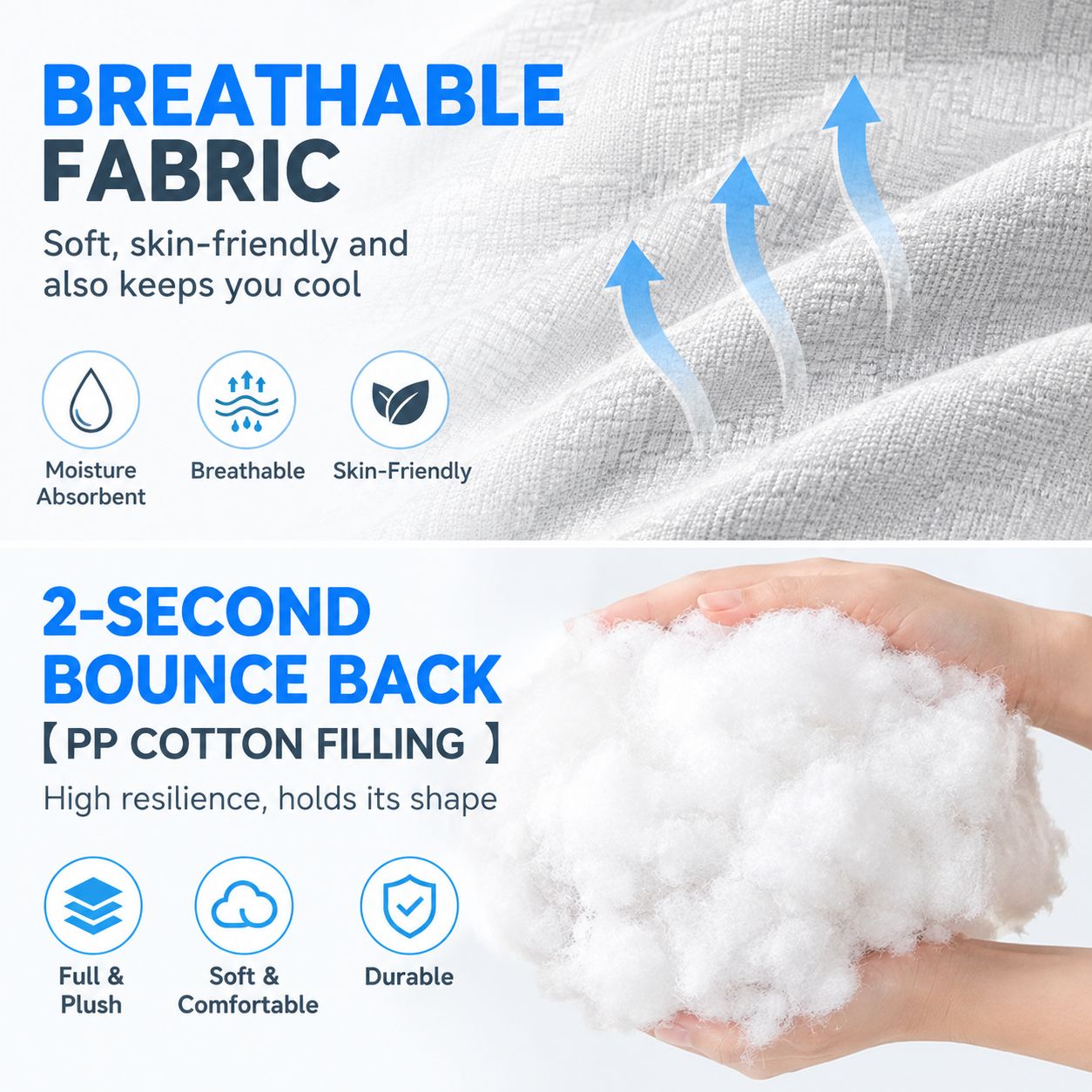Blue Breathable Ear Hole Pillow for Side Sleepers — Cooling Ice Dot Fabric view 5