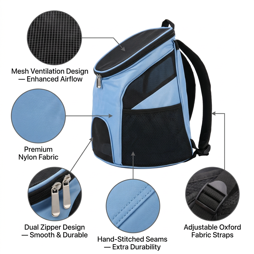 S Size Black & Coffee Foldable Pet Carrier Backpack for Dogs and Cats view 3