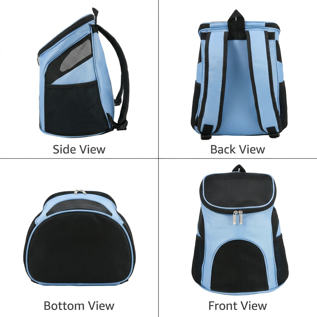 L Size Black & Red Foldable Pet Carrier Backpack for Dogs and Cats view 4